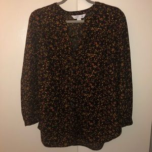 Black floral tunic blouse for women